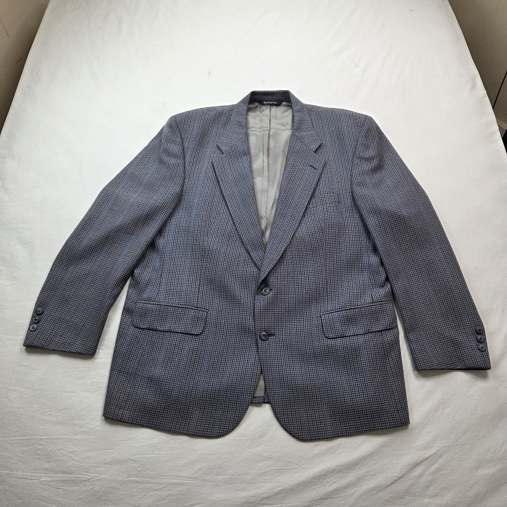 Burberry VTG Men’s Wool Blazer Gray Houndstooth Saks Fifth Avenue Classic Sport